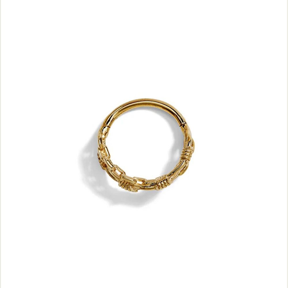 Elegant Authentic Yellow-Gold “Barbed Wire”Clicker Hoop, Designed by TAWAPA
